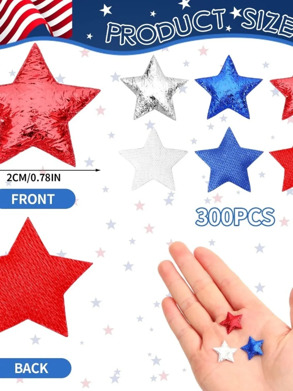 5x7 patriotic/4th of July star button frame